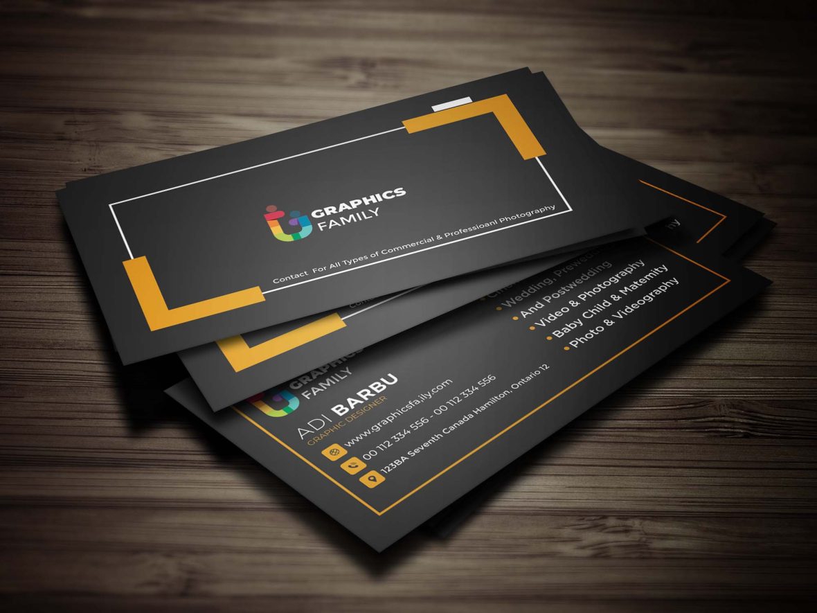 فایل قالب کارت ویزیت عکاسی قابل چاپ سفارشی - custom printable photography business card template
