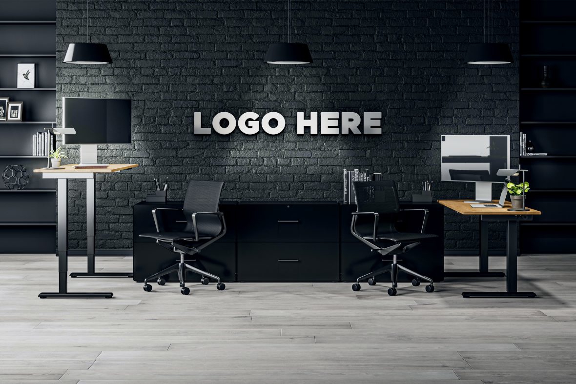 فایل موکاپ لوگو تیره - Dark Office Logo Mockup