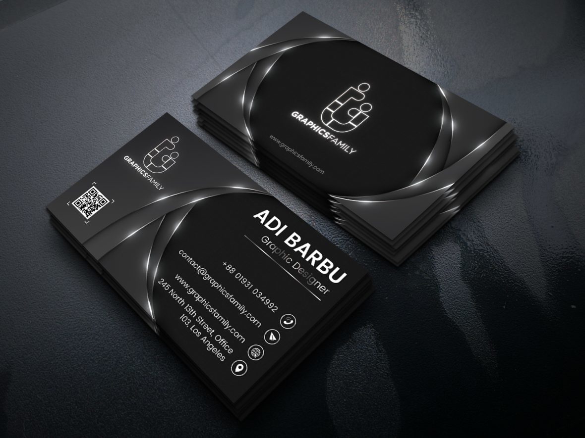 فایل الگوی کارت ویزیت براق تیره - Dark Shiny Business Card Template
