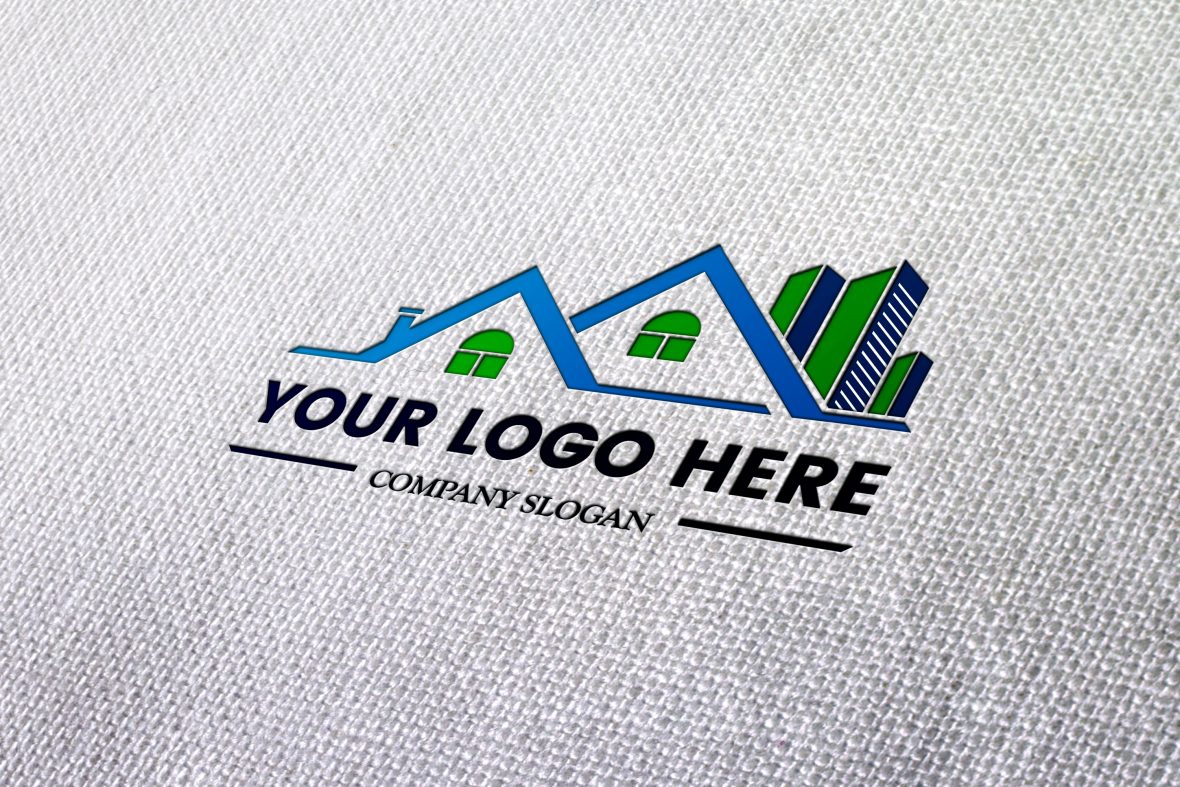 فایل موکاپ لوگو برجسته روی بافت پارچه سفید - Debossed logo mockup on white fabric texture
