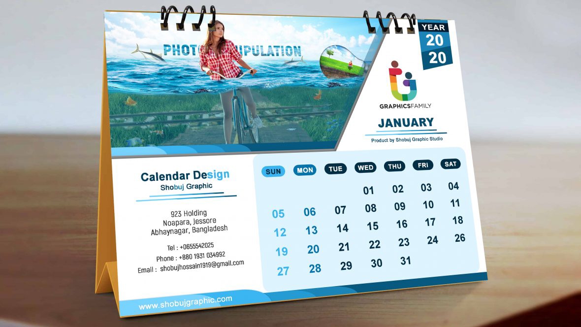 فایل دانلود الگوی طراحی تقویم رومیزی - Desk Calendar Design Template Download