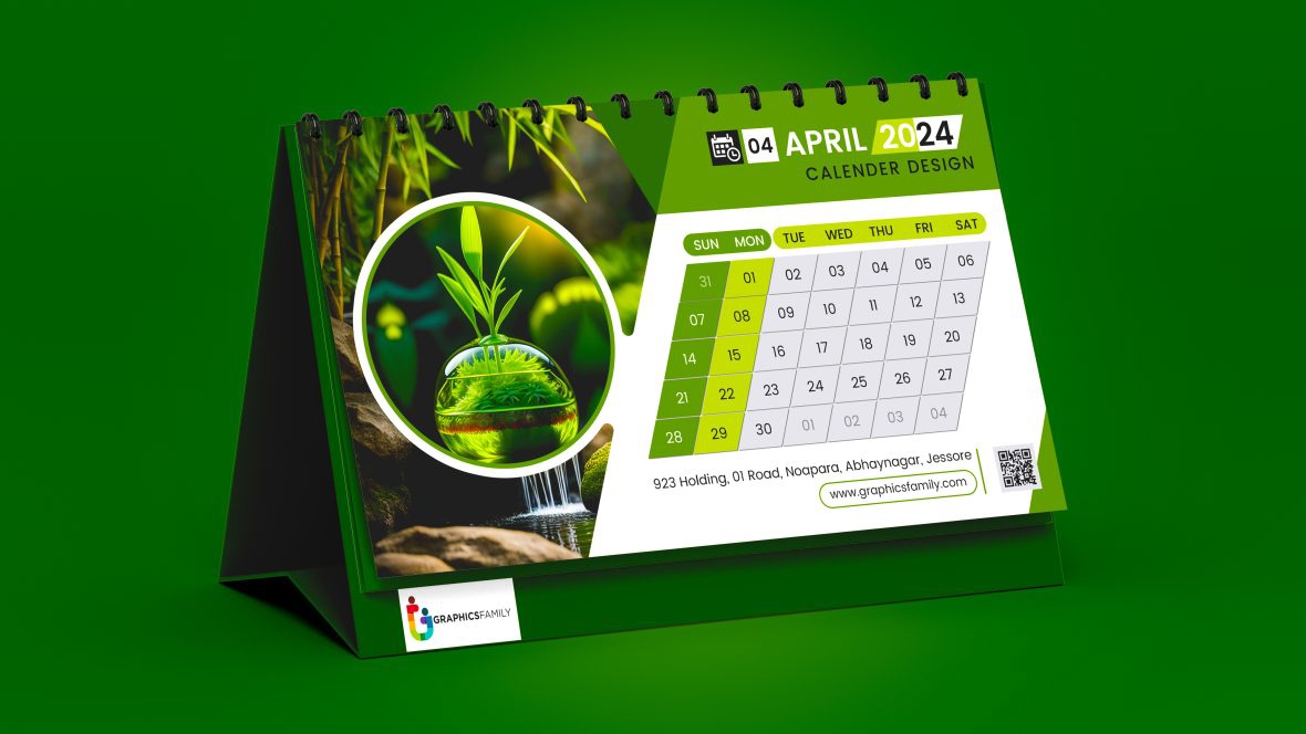 فایل طرح لایه باز تقویم رومیزی PSD - Desk Calendar Design Template PSD