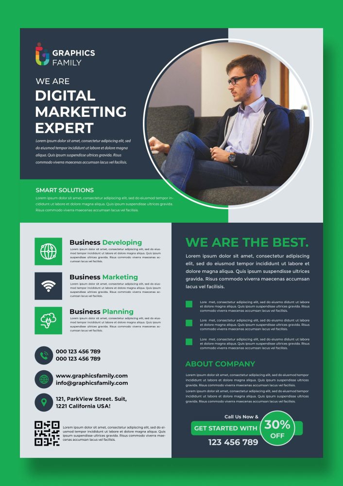 فایل الگوی طراحی بروشور A4 بازاریابی دیجیتال - Digital Marketing A4 Flyer Design Template