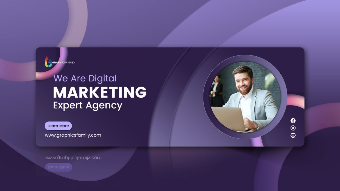 فایل طراحی عکس کاور فیسبوک حرفه ای برای آژانس بازاریابی دیجیتال - Digital Marketing Agency Professional Facebook Cover Photo Design