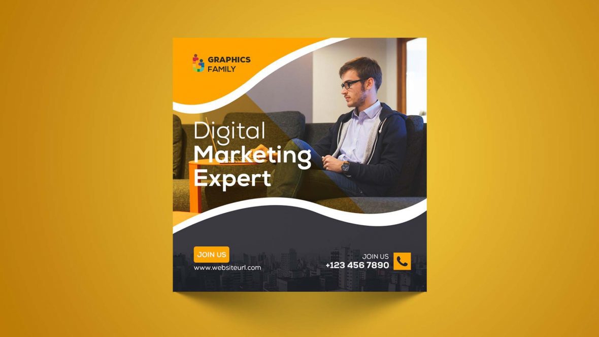 فایل الگوی طراحی پست رسانه اجتماعی متخصص بازاریابی دیجیتال - Digital Marketing Expert Social Media Post Design Template