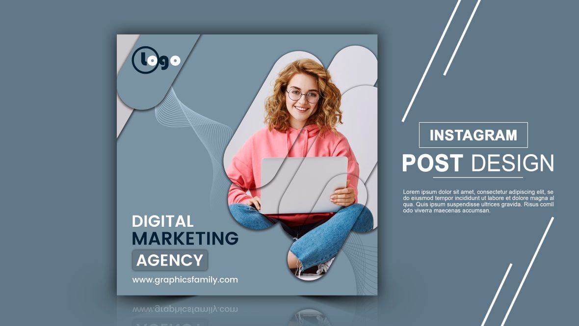 فایل طراحی پست اینستاگرام بازاریابی دیجیتال - Digital Marketing Instagram Post Design
