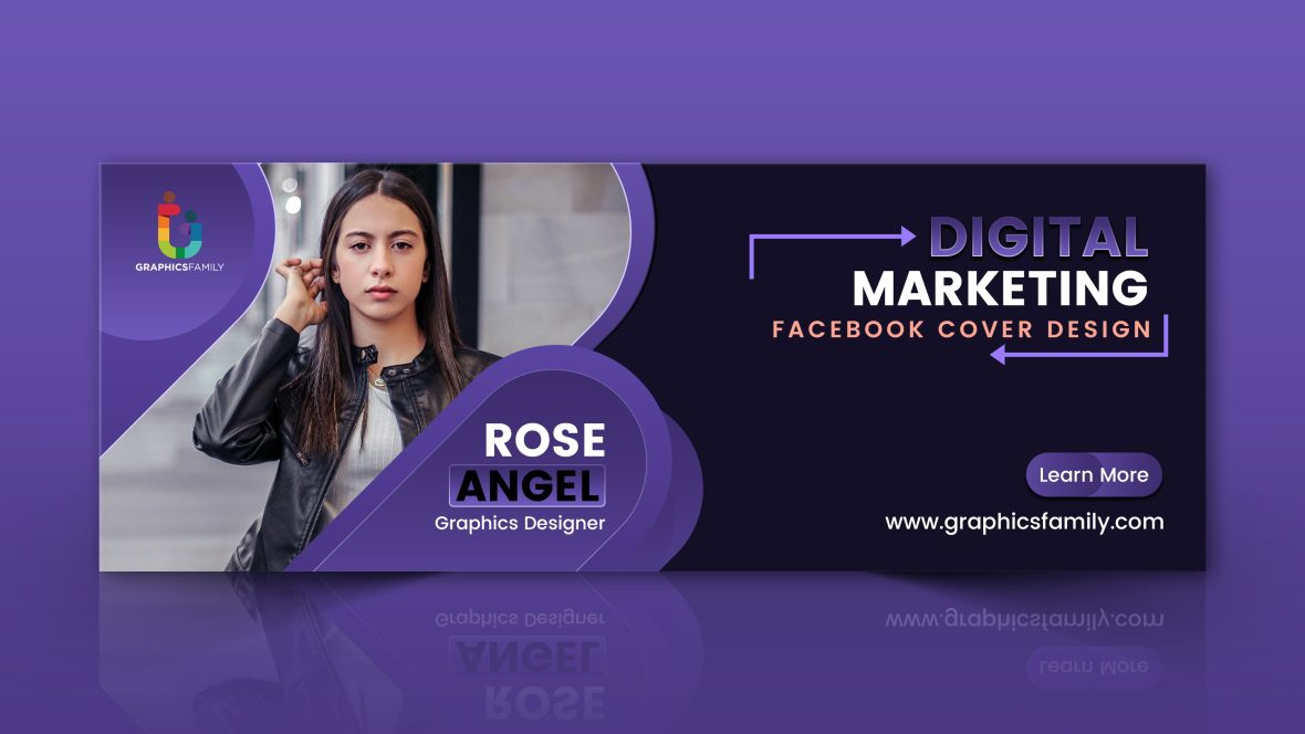 فایل طراحی کاور فیسبوک بنفش برای بازاریابی دیجیتال - Digital Marketing Purple Facebook Cover Design