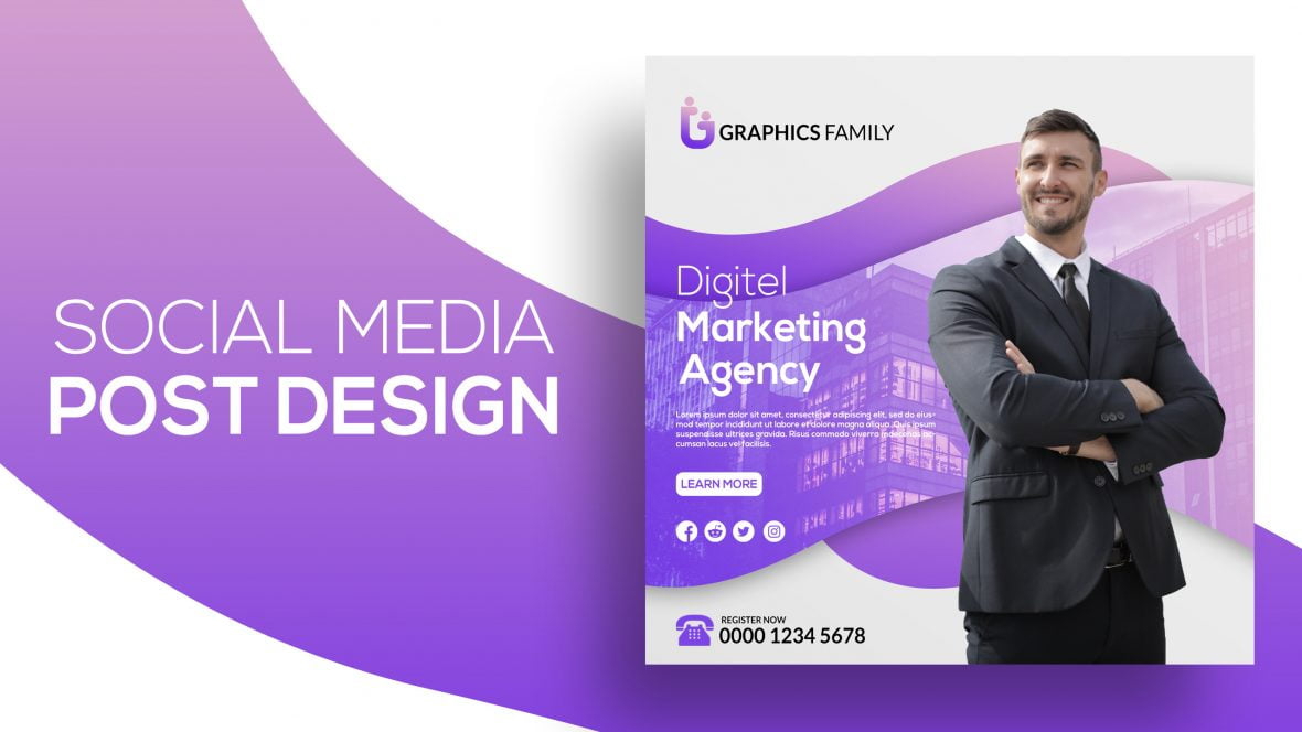 فایل بنر اینستاگرام پست شبکه‌های اجتماعی بازاریابی دیجیتال - Digital marketing social media post Instagram banner
