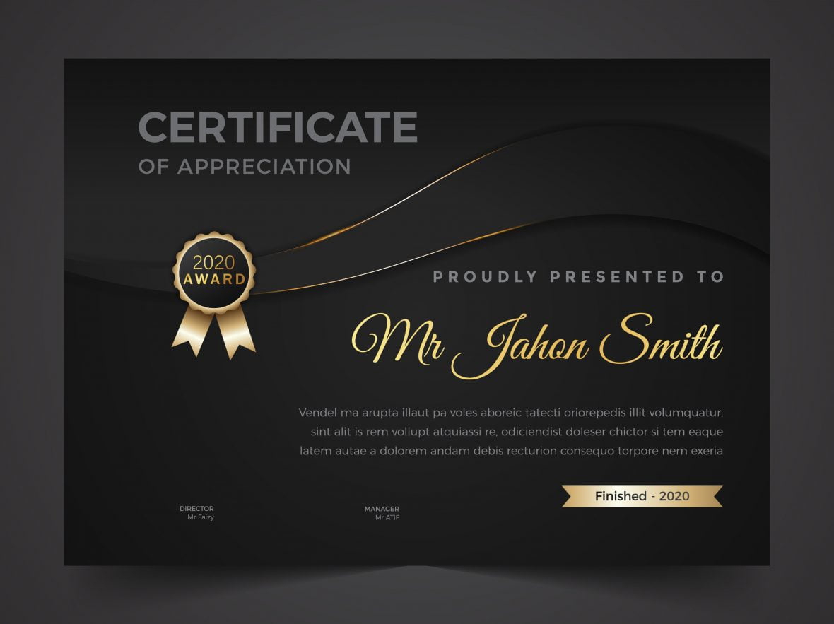 فایل الگوی گواهی دیپلم در تم تاریک - Diploma certificate template in dark theme