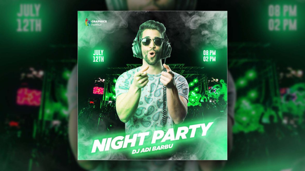 فایل طراحی بروشور مهمانی شبانه دی‌جی - Dj Night Party Flyer Design