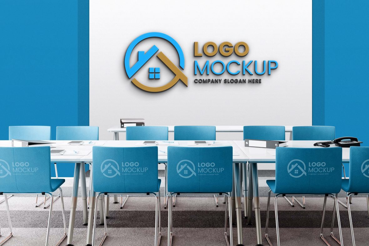 فایل دانلود بهترین موکاپ لوگوی دیواری اداری سه بعدی - Download the Best 3D Office Wall Logo MockUp