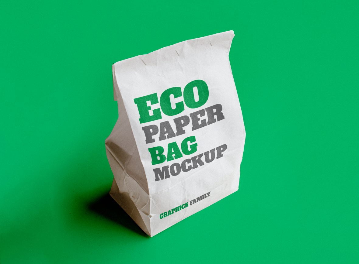فایل ماکت کیسه کاغذی سازگار با محیط زیست - Eco Paper Bag Mockup