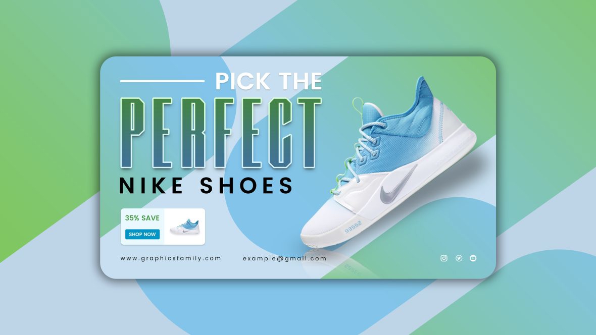 فایل طراحی بنر تبلیغاتی وب‌سایت کفش‌های تجارت الکترونیک - Ecommerce Shoes Website Banner Ad Design