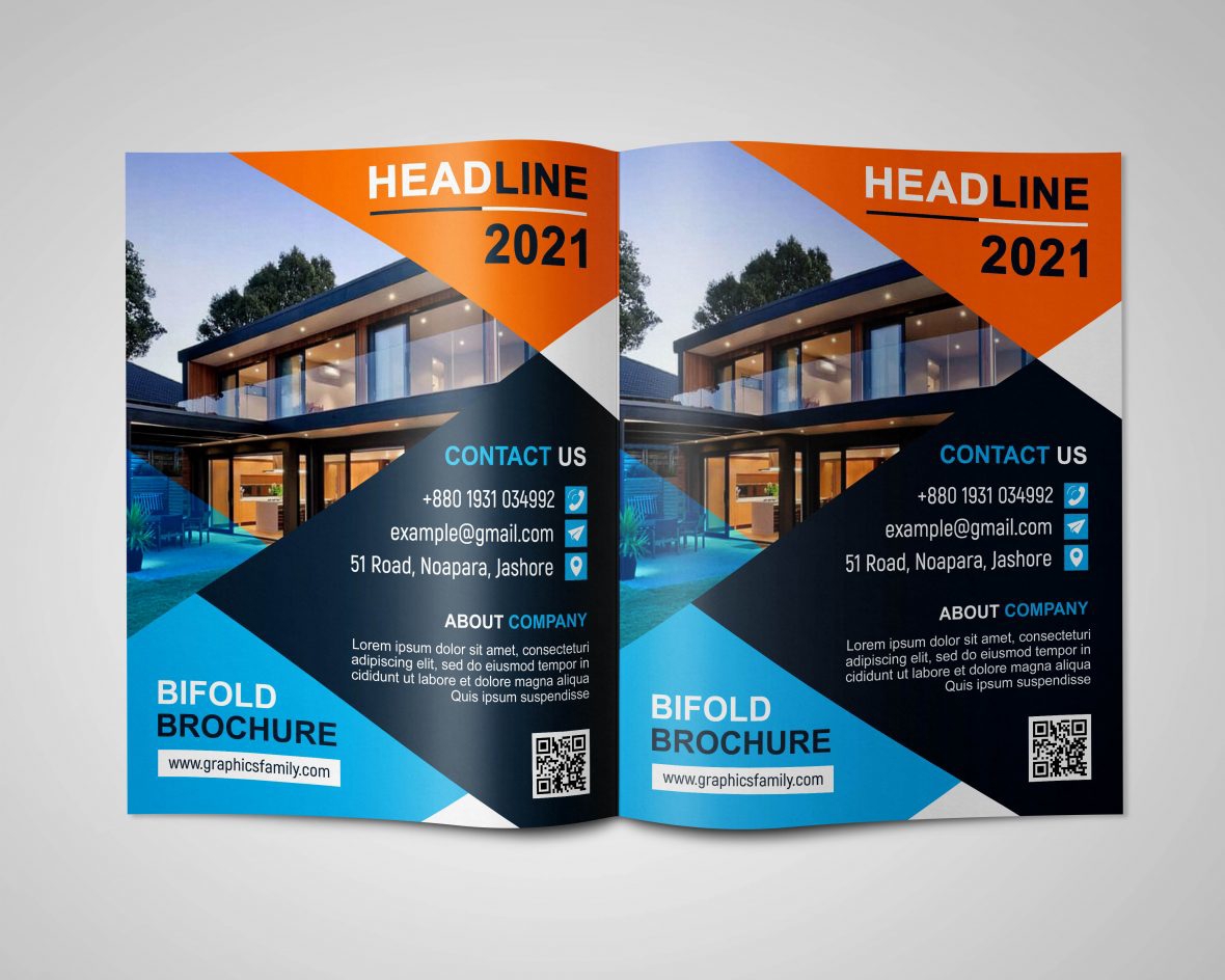 فایل طراحی بروشور دو لت قابل ویرایش برای فتوشاپ - Editable Bi Fold Brochure Design for Photoshop