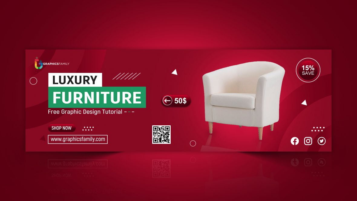 فایل الگوی طراحی بنر تبلیغاتی فروشگاه مبلمان قابل ویرایش - Editable Furniture Store Advertising Banner Design Template