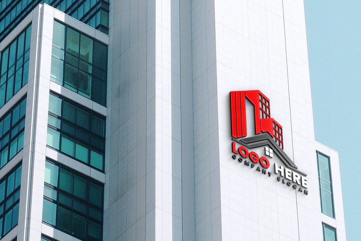 فایل موکاپ لوگوی ساختمان اداری قابل ویرایش - Editable Office Building Logo Mockup