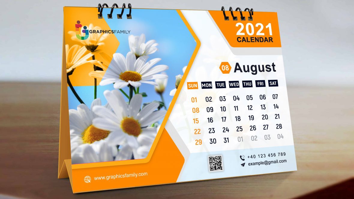 فایل قالب PSD تقویم نارنجی قابل ویرایش - Editable Orange Calendar Design PSD Template