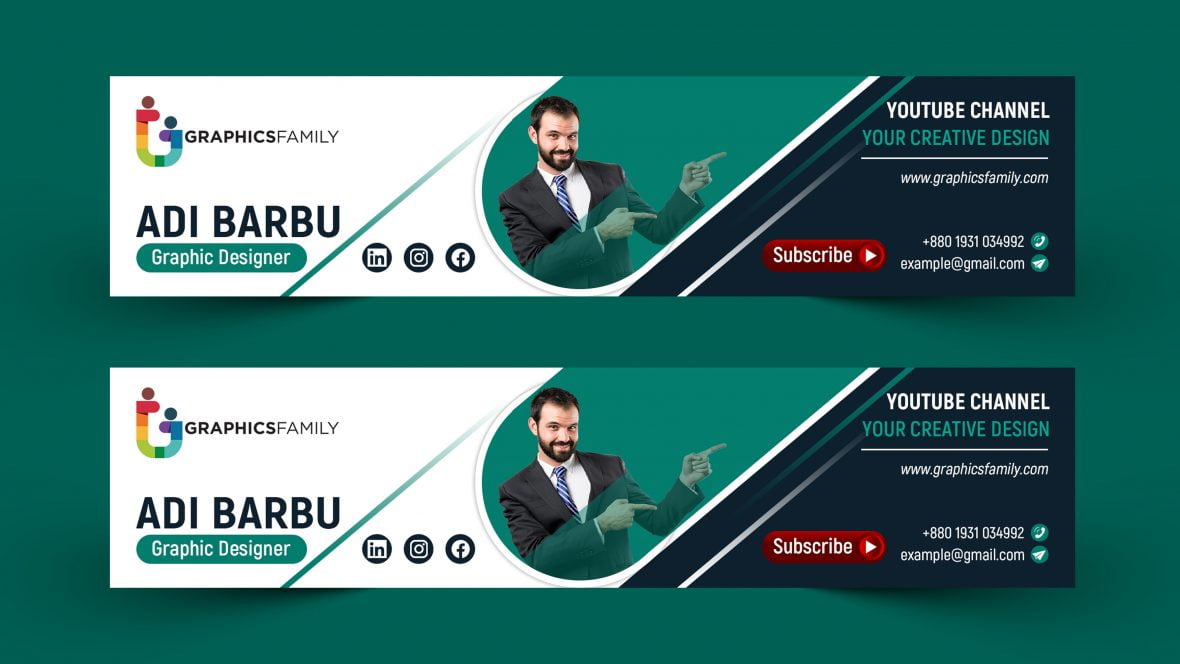فایل طراحی هنری کانال یوتیوب قابل ویرایش در فتوشاپ - Editable Photoshop YouTube Channel Art Design