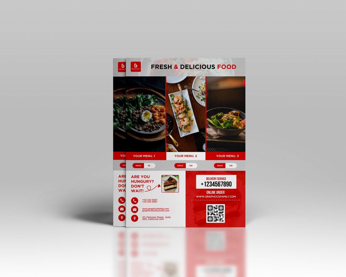 فایل قالب PSD قابل ویرایش بروشور رستوران - Editable Restaurant PSD Flyer Design Template
