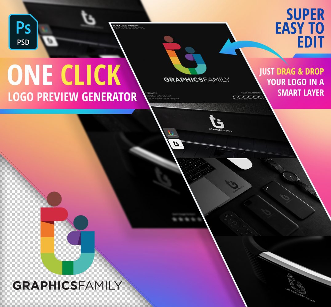 فایل ژنراتور پیش‌نمایش لوگوی مشکی زیبا - Elegant Black Logo Preview Generator