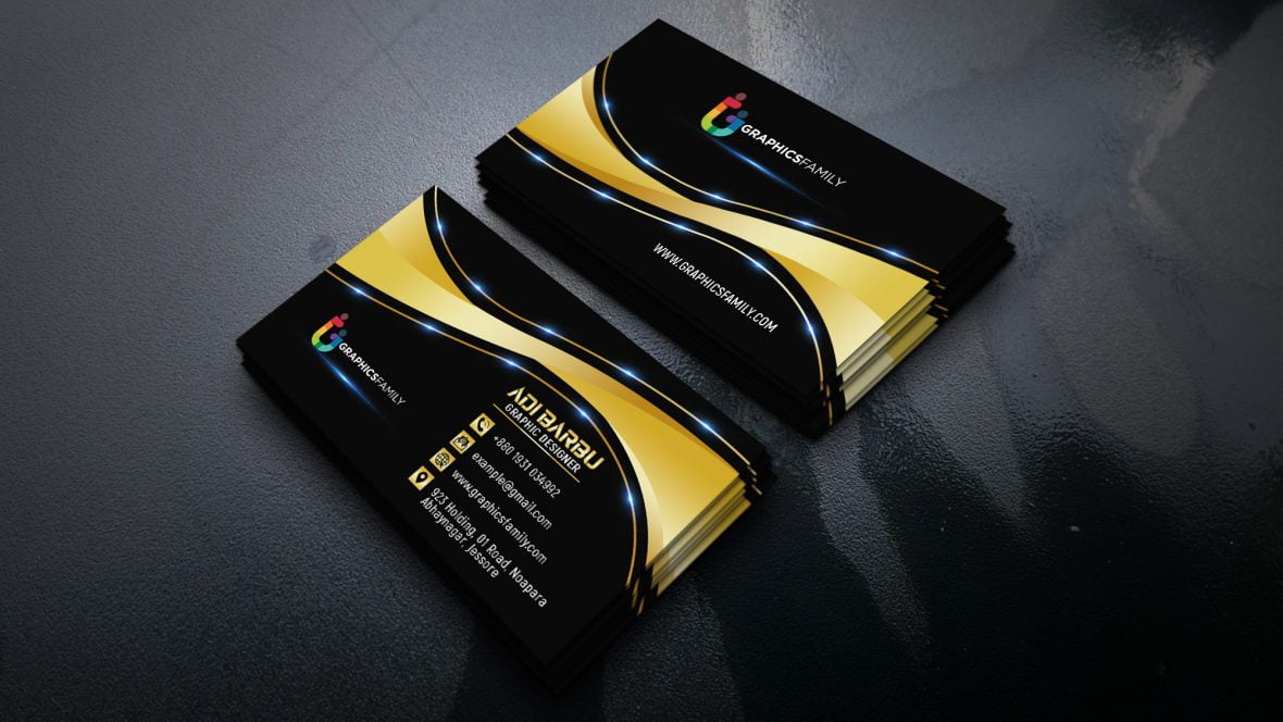 فایل طراحی کارت ویزیت زیبا با رنگ طلایی تیره - Elegant Dark Gold Business Card Design