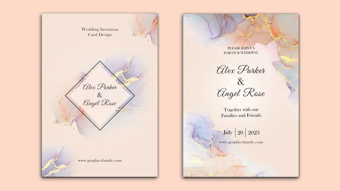 فایل نمونه کارت دعوت عروسی نامزدی شیک - Elegant engagement wedding invitation template