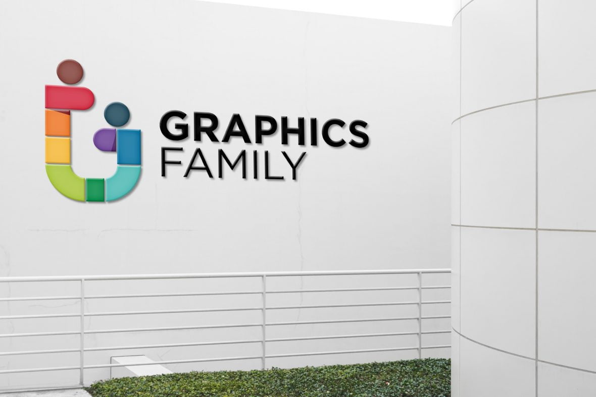 فایل موکاپ لوگو دیوار باغ زیبا - Elegant Garden Wall Logo Mockup