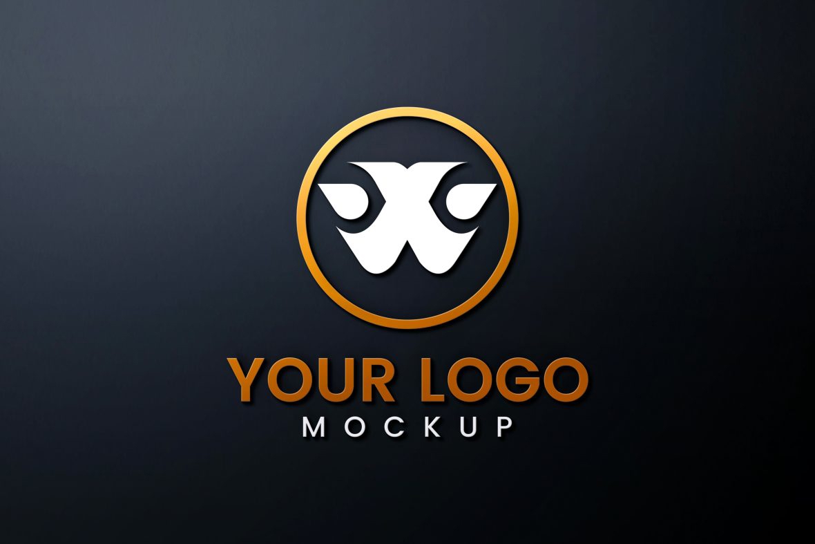 فایل موکاپ لوگو مینیمالیستی زیبا در پس زمینه تیره - Elegant minimalist Logo Mockup on Dark Background