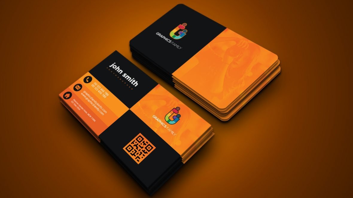 فایل الگوی کارت ویزیت زیبا نارنجی و مشکی - Elegant Orange and Black Business Card Template