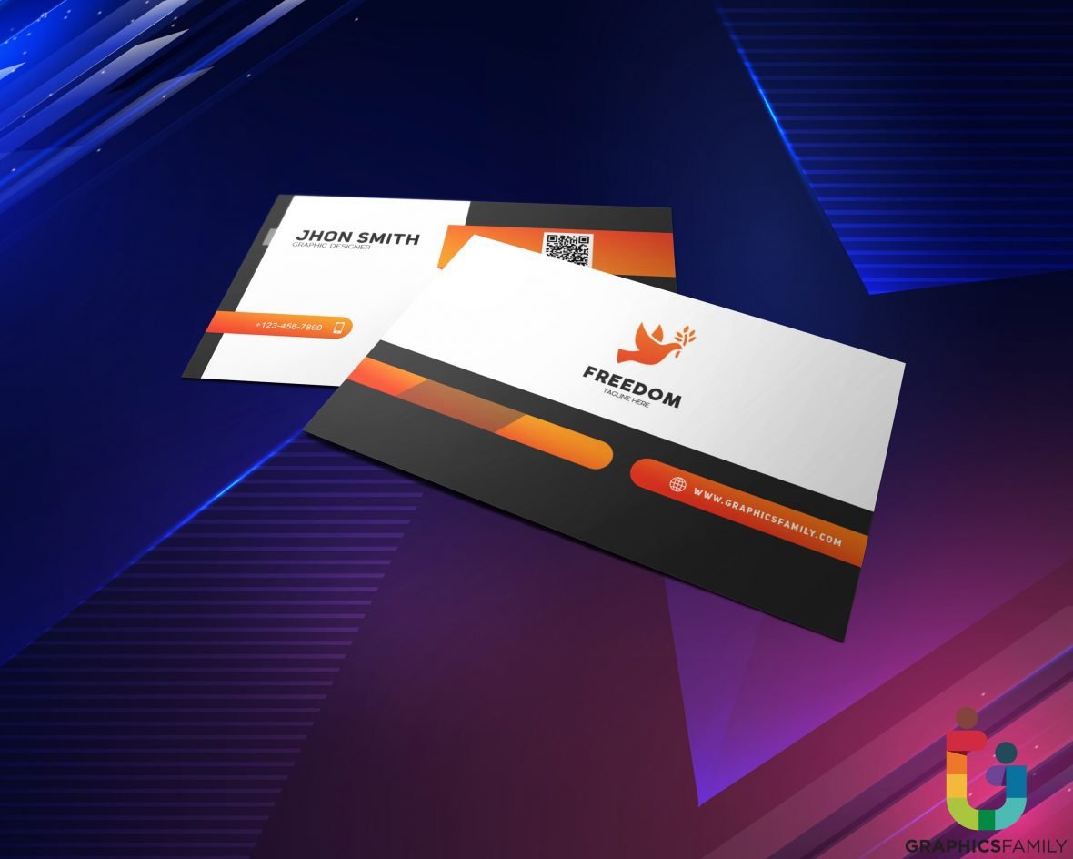 فایل الگوی کارت ویزیت زیبا نارنجی، سیاه و سفید - Elegant Orange, Black and White Business Card Template