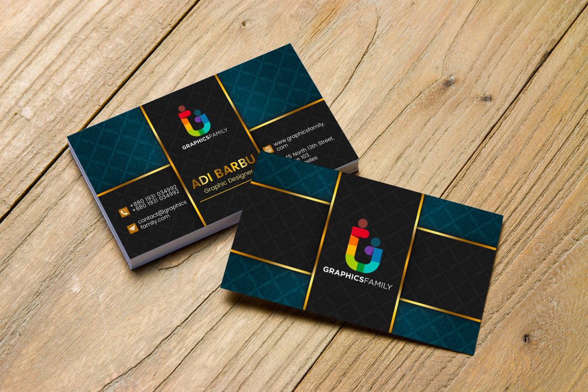 فایل الگوی کارت ویزیت تیره تزئینی زیبا - Elegant Ornamental Dark Business Card Template
