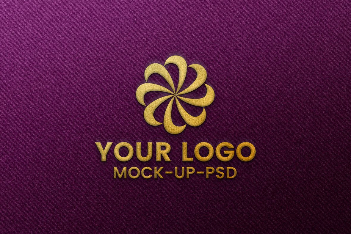 فایل موکاپ لوگو گلدوزی شده روی پارچه صورتی - Embroidered Stitched Logo Mockup on Pink Fabric
