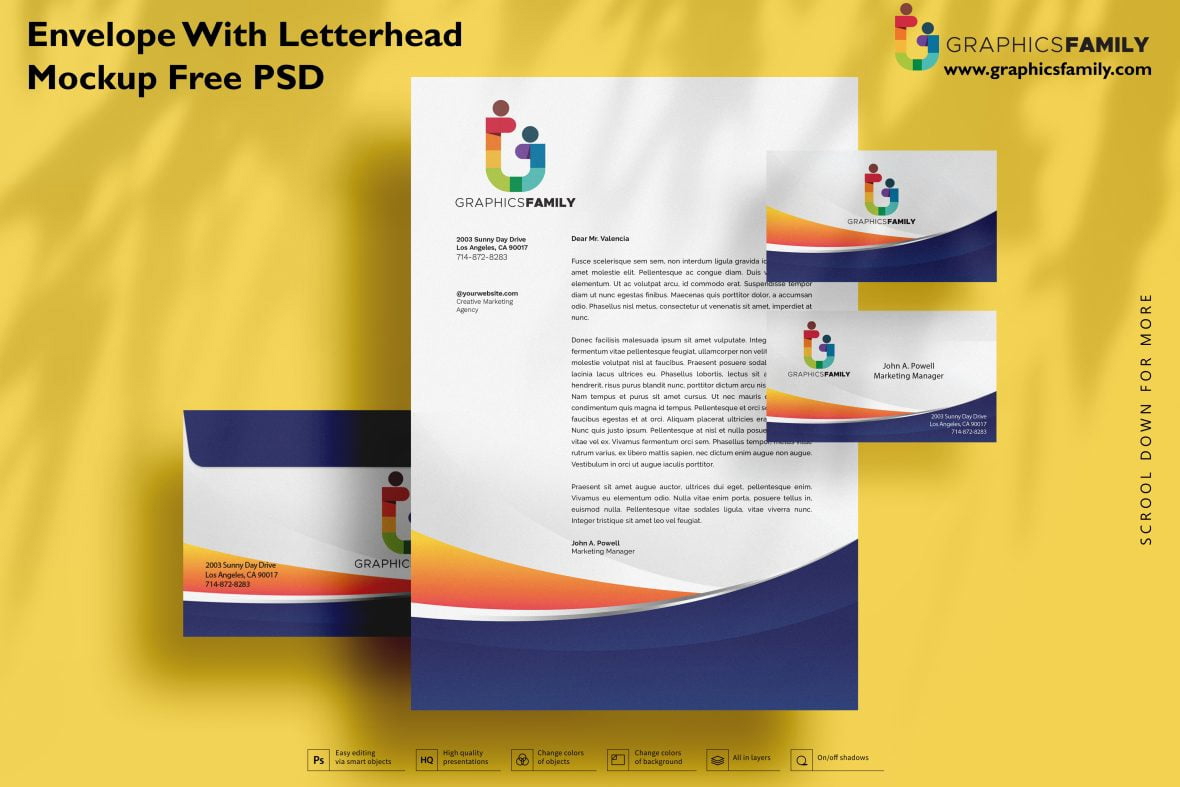 فایل موکاپ پاکت نامه با سربرگ PSD - Envelope with Letterhead Mockup PSD