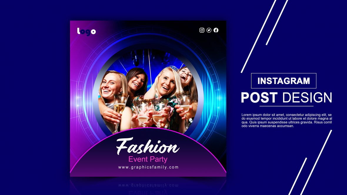 فایل طراحی پست اینستاگرام رویداد طراحی مد - Fashion Design Event Instagram Post Design