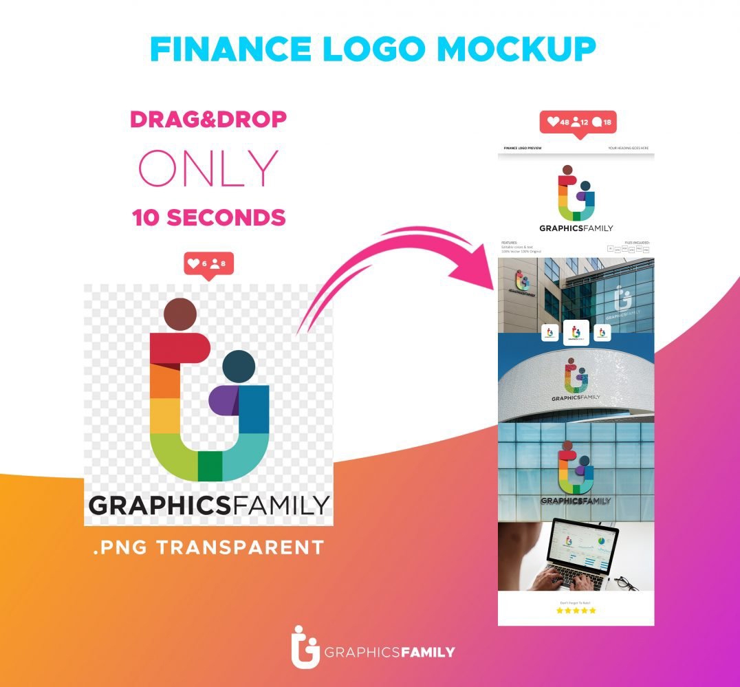 فایل الگوی موکاپ لوگو امور مالی - Finance Logo Mockup Template