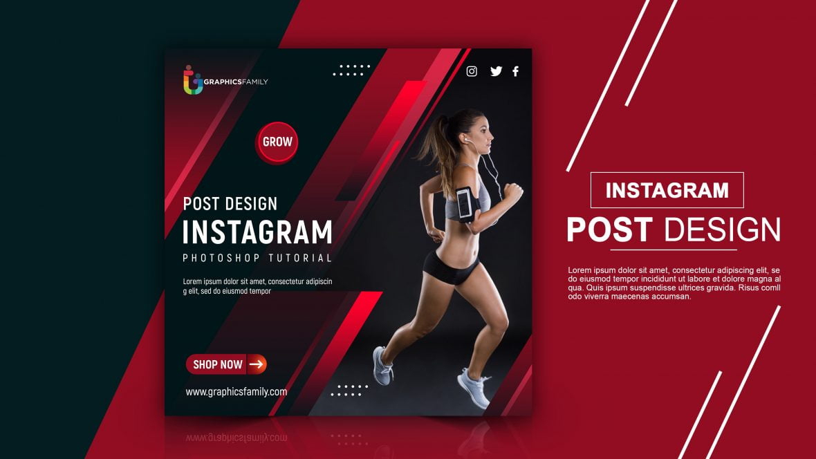 فایل طرح PSD پست اینستاگرام مربی تناسب اندام - Fitness Personal Trainer Instagram Post Design PSD