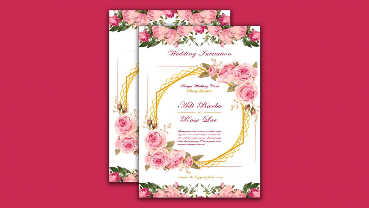 فایل الگوی طراحی کارت دعوت عروسی گلدار - Floral Wedding Invitation Card Design Template