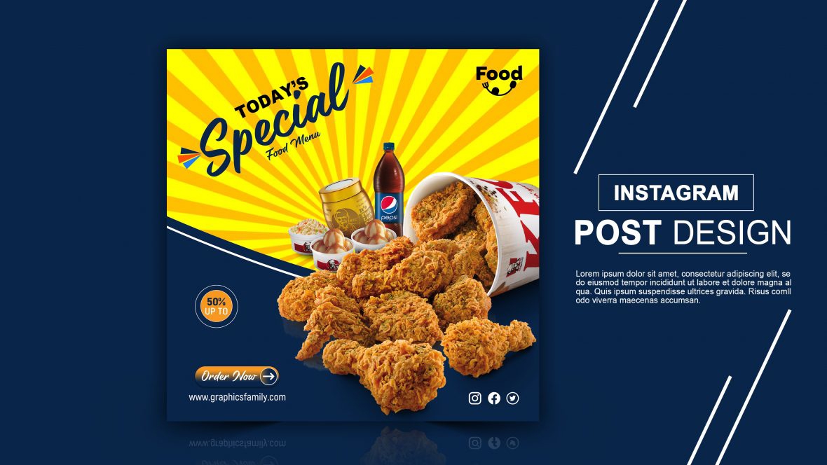 فایل دانلود طرح PSD قالب اینستاگرام غذا - Food Instagram Template PSD Design for Download