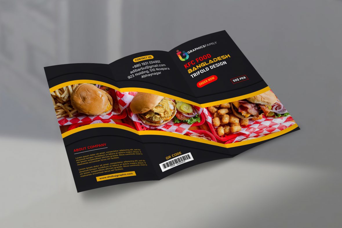 فایل قالب طراحی بروشور سه لت منوی غذا - Food Menu Trifold Brochure Design Template