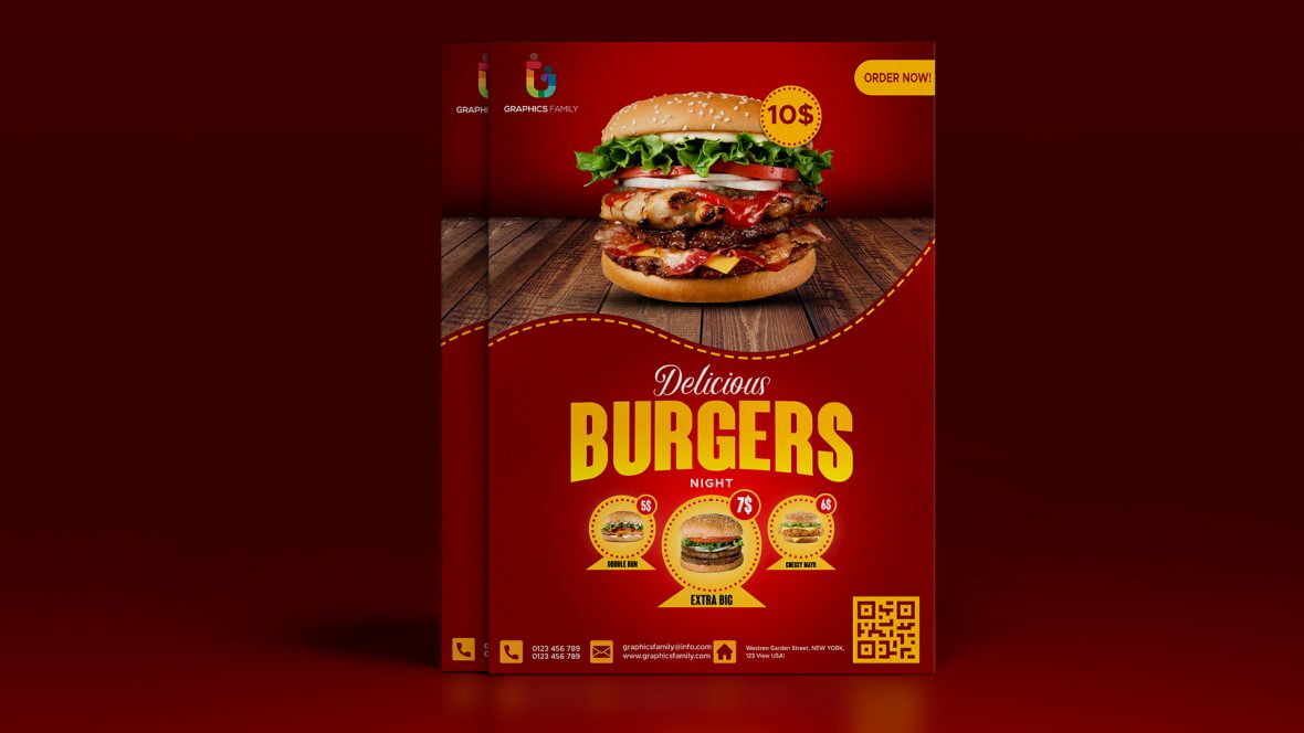 فایل الگوی طراحی بنر تبلیغاتی رسانه اجتماعی و پست اینستاگرام مواد غذایی - Food social media promotion and Instagram banner post design flyer template