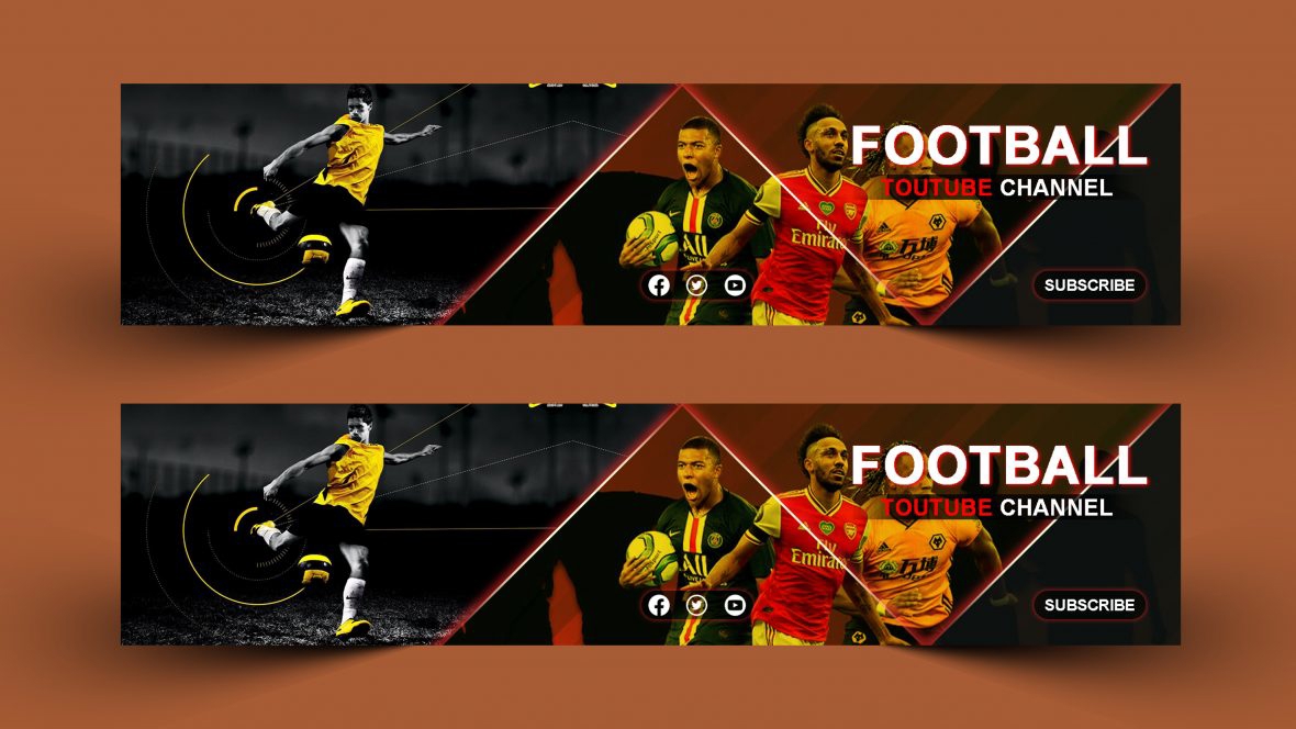فایل طراحی جلد کانال یوتیوب فوتبال - Football YouTube Channel Cover Design