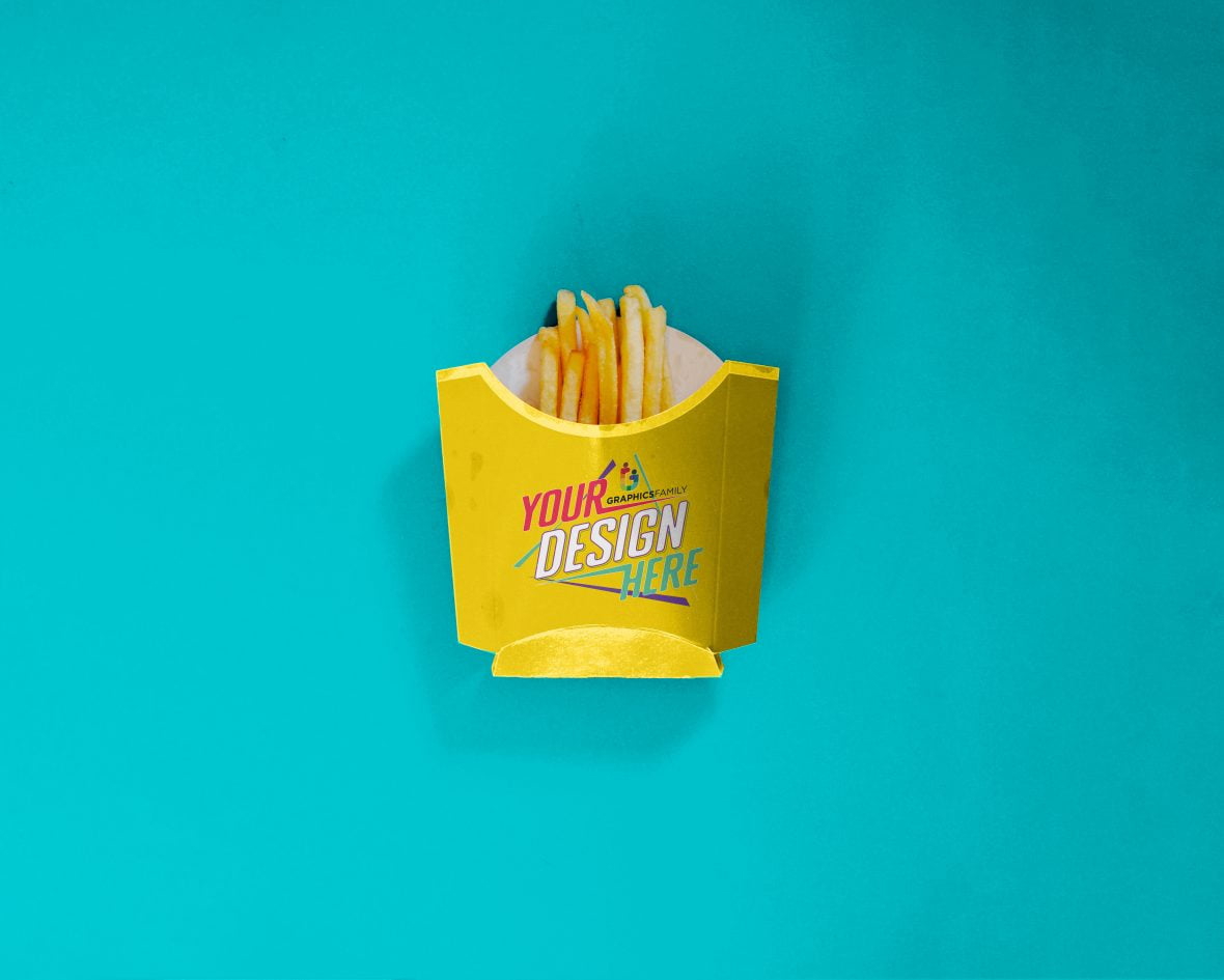 فایل ماکت طراحی بسته سیب‌زمینی سرخ‌کرده - Fries Packet Design Mockup