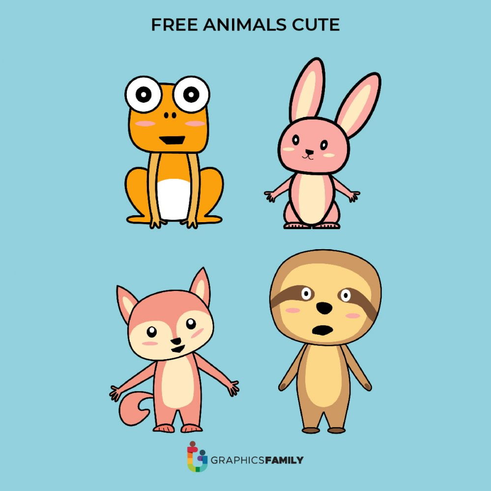 فایل وکتورهای قورباغه، خرگوش، روباه - Frog, Bunny, Fox Vectors