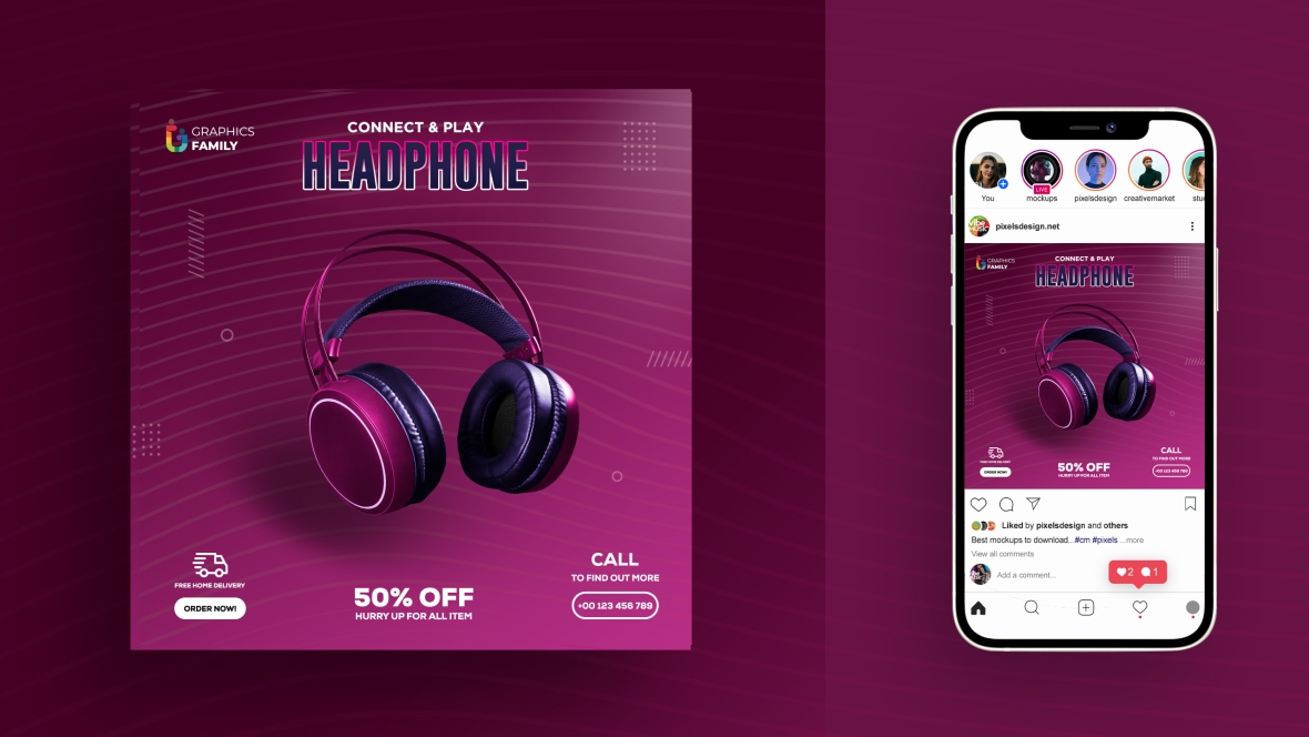 فایل بنر تبلیغاتی فروش گجت برای شبکه‌های اجتماعی و پست اینستاگرام - Gadget Promotion Sale Banner for Social Media & Instagram Post