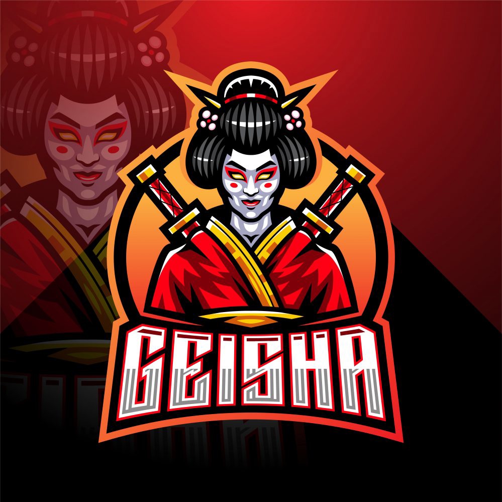 فایل الگوی لوگوی گیشا - Geisha Mascot Logo Template