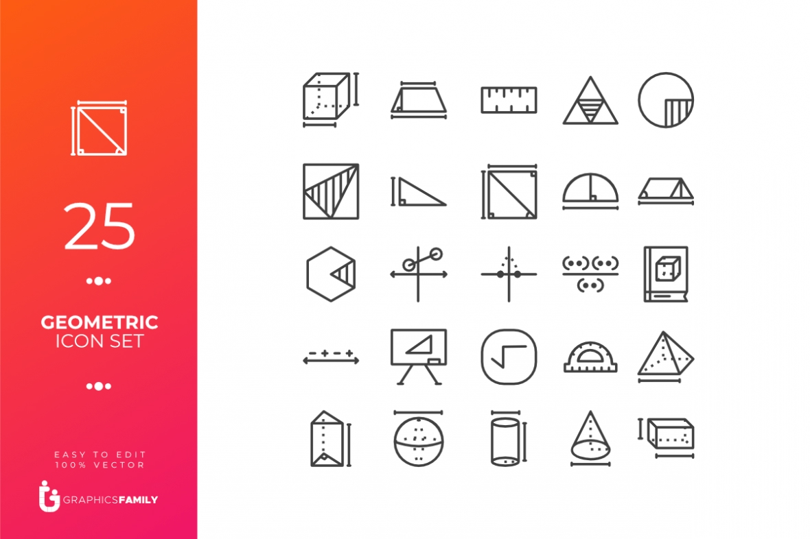 فایل بسته آیکون‌های خط هندسی - Geometric Line Icons Pack