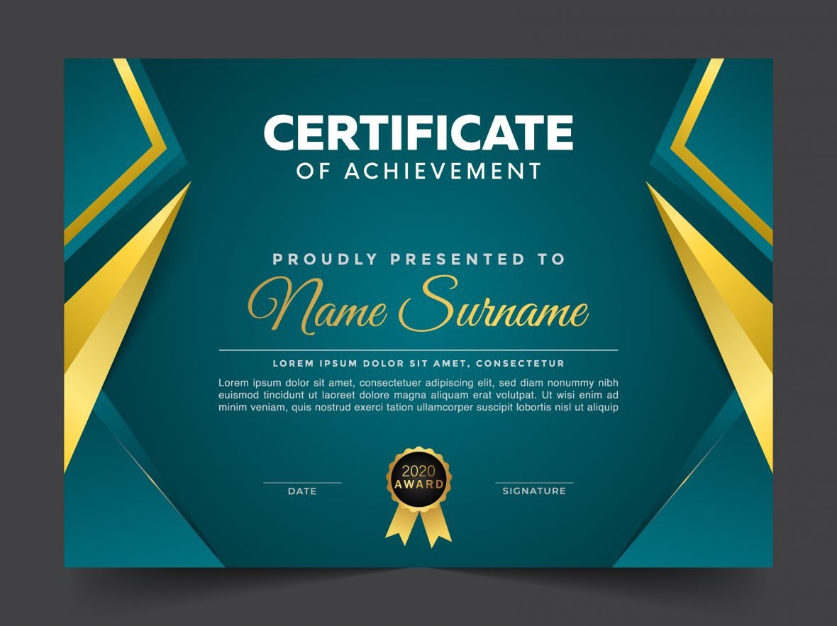 فایل الگوی گواهی چند منظوره طلایی ممتاز هندسی - Geometric premium golden multipurpose certificate template