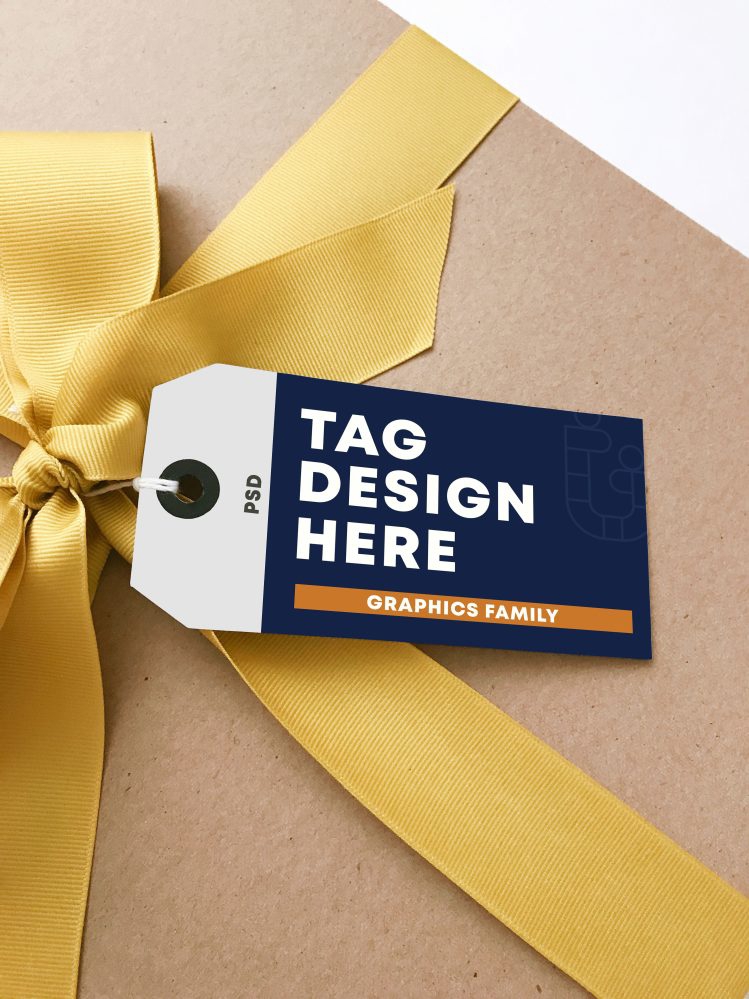 فایل ماکت طراحی برچسب هدیه - Gift Tag Design Mockup