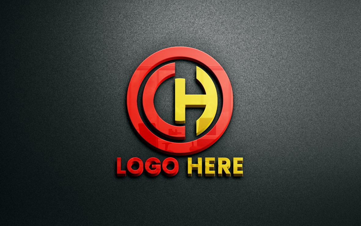 فایل موکاپ لوگوی سه بعدی شیشه ای روی دیوار مشکی - Glass 3D Logo Mockup on Black Wall