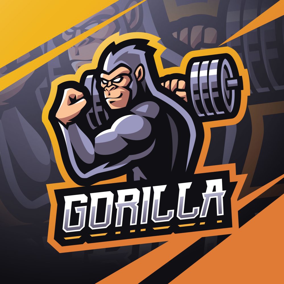 فایل الگوی لوگوی طلسم ورزش‌های الکترونیکی گوریلا جیم - Gorilla Gym Esport Mascot Logo Template